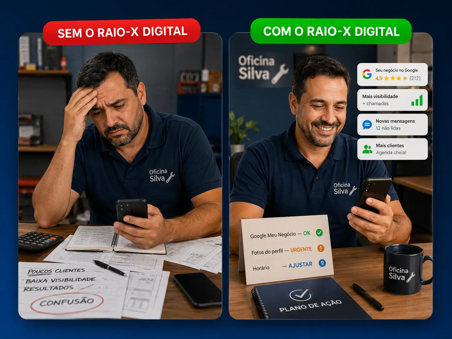 Comparação Sem o Raio-X Digital e Com o Raio-X Digital